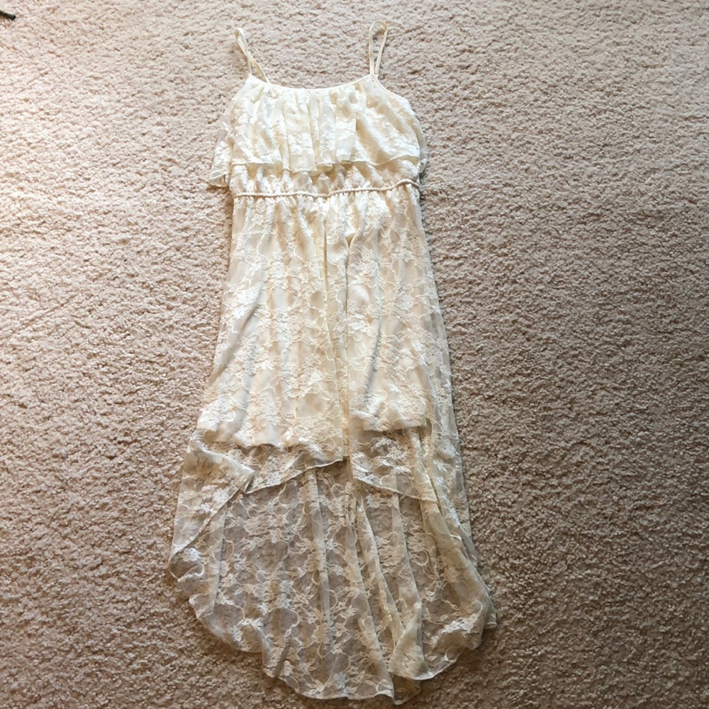White Lace High-Low Dress